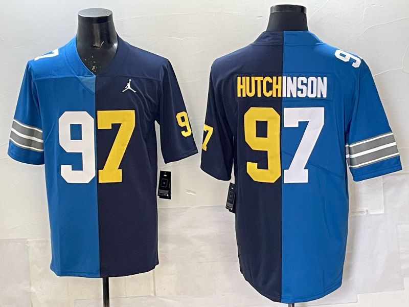 Men 2025 Detroit Lions #97 Hutchinson Blue black Limited NFL Jersey style 034